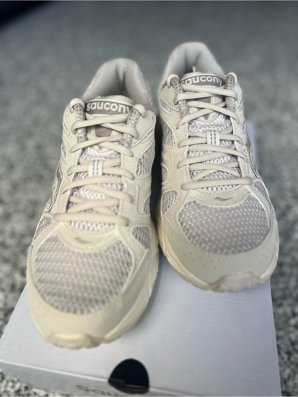 Saucony Ride Millennium Women's Athletic Sneakers in Cream and Light Gray